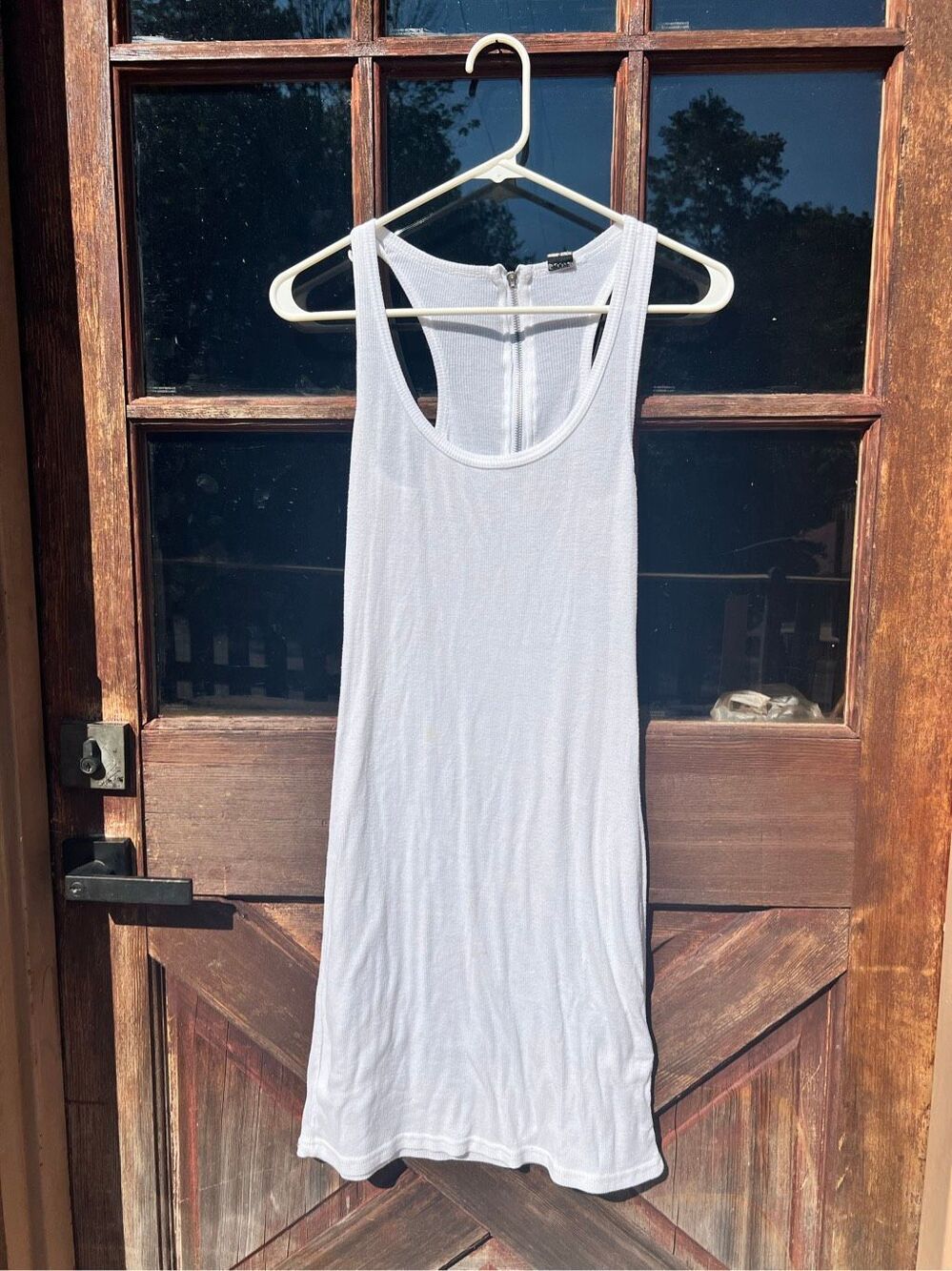 Vintage Ribbed White Tank Dress Back Zipper Y2K/2000s Poof!